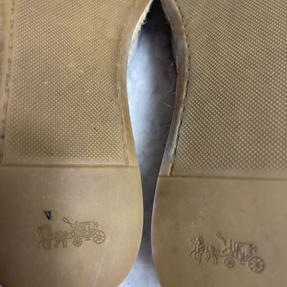 Coach Rae leather suede Beige Slip On Espadrilles Shoes front bow accent SZ8B - Picture 11 of 12